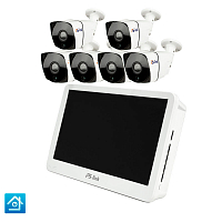 Комплект видеонаблюдения IP Ps-Link KIT-C506IP-POE-LCD   5Мп   6 камер   монитор