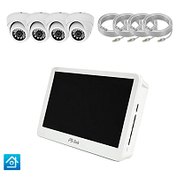 Комплект видеонаблюдения IP Ps-Link KIT-A504IP-POE-LCD   5Мп   4 камеры   монитор