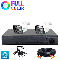 Комплект видеонаблюдения AHD 8Мп Ps-Link KIT-C802HDC   2 камеры   FullColor