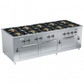 Плита газовая 10-ти конфорочная открытого типа напольная с 3-мя жароч. шкафами ПРГ-IIA-10 3ДШ Maxi