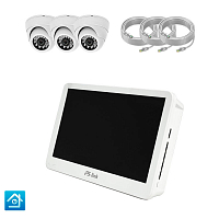 Комплект видеонаблюдения IP Ps-Link KIT-A203IP-POE-LCD   2Мп   3 камеры   монитор