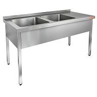 НСО2М-15/7БЛ стол-моечная ванна, 2 секц. (500х500х300) слева, HICOLD RUS