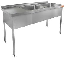 НСО2М-14/6БП стол-моечная ванна, 2 секц. (500х400х250) справа, HICOLD RUS