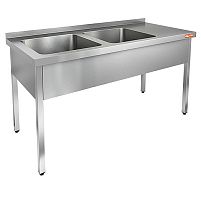 НСО2М-15/6БЛ стол-моечная ванна, 2 секц. (500х400х250) слева, HICOLD RUS