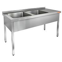 НСО2М-14/6БЛ стол-моечная ванна, 2 секц. (500х400х250) слева, HICOLD RUS